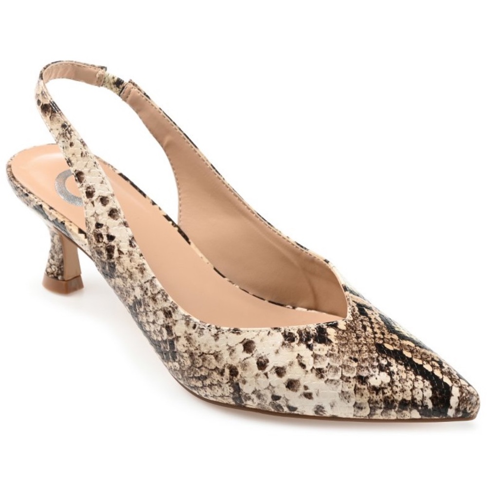 Mikoa Kitten Heel Sling Back Pointed Toe Pumps (tan)
